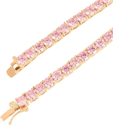 Vista 3 de Rosa Lab Diamond 1fila tenis Collar 14K Rose Gold Finish 24inch Cadena 4mm única