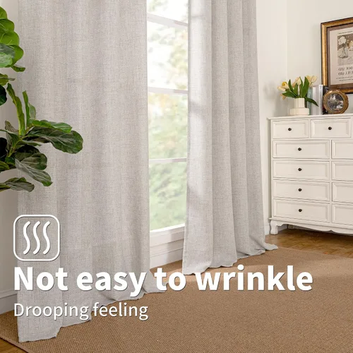 Vista 287 de BGment Cortinas de Lino Beige de 63 Pulgadas de Largo 2 Paneles - Tratamientos para Ventanas con Textura de Arpillera Filtrantes de Luz Cortinas B