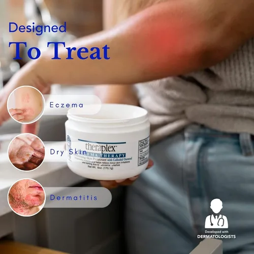 Vista 2 de Theraplex Crema para eccema, protector hidratante para tratamiento de eccemas, compatible con la TSA, protector de piel antipicazón para piel seca