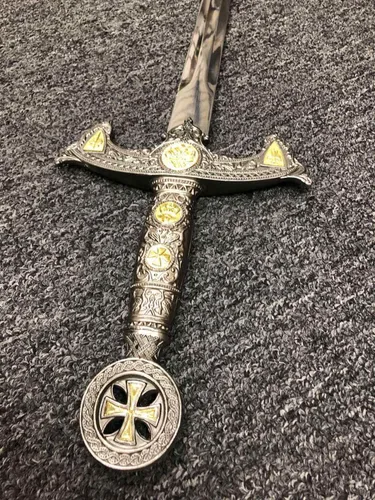 Vista 3 de Espada de metal medieval de 38 pulgadas, caballero de los templarios, celta celta, claymore, colección de regalo de Navidad LARP