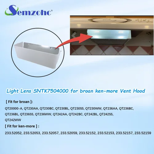 Vista 3 de Lente de luz de repuesto para campana extractora Semzohc SNTK7504000 reemplaza SNTK7504000, K7613000, K7504000, K7613-000, NTK7504000, 949658