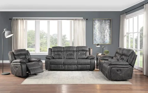 Vista 8 de Homelegance Sofá reclinable, sofá reclinable doble manual de microfibra pulida, marrón oscuro