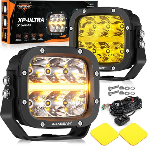 Vista 20 de Auxbeam Color Play Series SAE - Luces antiniebla LED de 3 pulgadas con DRL blanco y señal de giro para Ford Honda, Nissan, Subaru, Acura, Lexus
