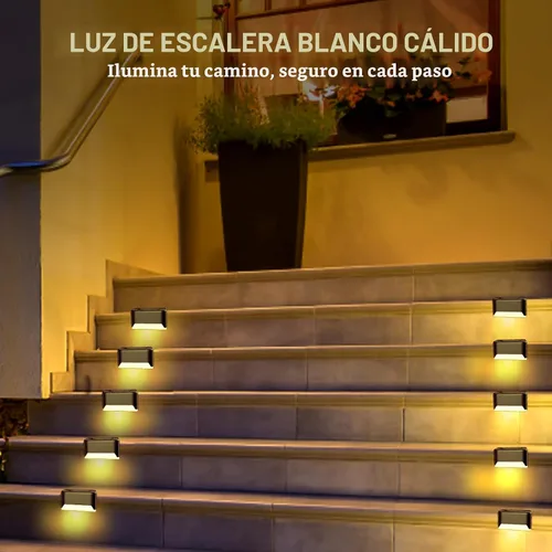 Vista 2 de BKBB PPBB - Luces solares para exteriores, 4 luces solares para escalones, luces solares LED impermeables para escaleras al aire libre, escalón