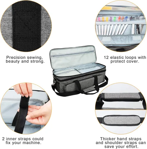 Vista 4 de Funda de transporte para Cricut Maker de 2 capas para Explore Air 1/2/3 Fits Cricut Explore Air And Maker Series, 23X8X8In Double Layer Bag With