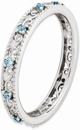Vista 3 de Anillo de topacio azul apilable de plata de ley 925 maciza