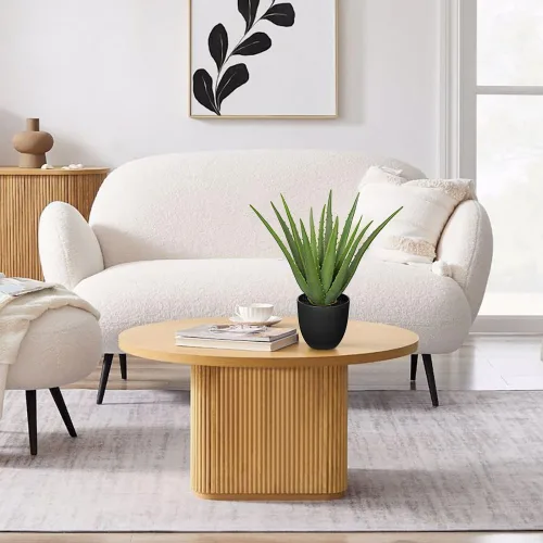 Vista 5 de GnFlus Plantas suculentas falsas de aloe vera de 13 pulgadas, suculentas artificiales grandes con maceta negra, planta de aloe sintético en maceta