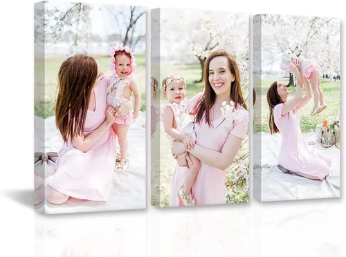 Vista 22 de DOARTDO Lienzo decorativo para pared, 3 paneles, impresiones en lienzo personalizadas con fotos familiares de tu boda, decoración del hogar listo