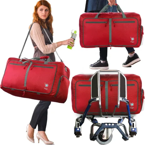 Vista 7 de Bago Bolsa de viaje para hombre y mujer, ligera, plegable, bolsa de lona para equipaje de 15.85 gal, 21.13 gal, y 26.42 gal (60 L, 80 L y 100 L)