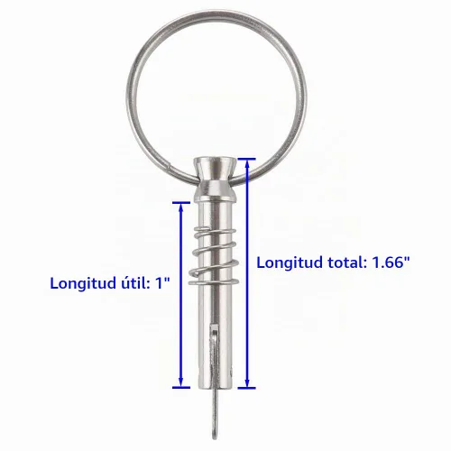 Vista 2 de 2 piezas de pasadores de liberación rápida de 1/4" de diámetro con leva de caída y resorte, longitud total 1.5", longitud utilizable 1", acero