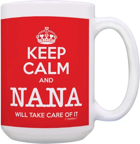 Vista 8 de Taza de té o café para regalo de cumpleaños con texto "Keep Calm and Nana Will Take Care of It", Rojo