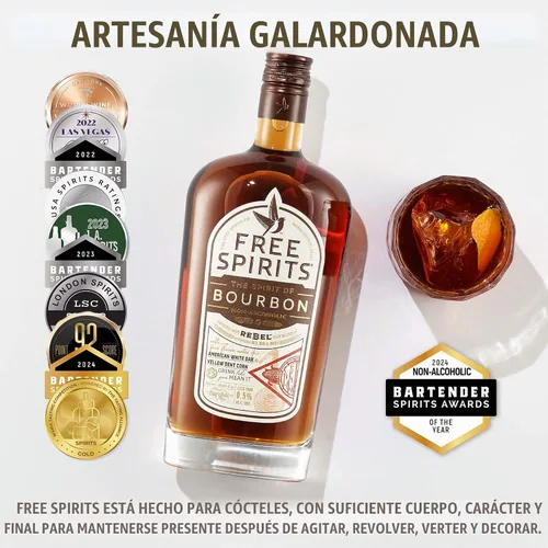 Vista 4 de Free Spirits Zero Proof Bourbon Alternative, Whisky Style Spirit, 25.4 fl oz Award Winning Non-Alcoholic Bourbon for Mocktails, Low Calorie