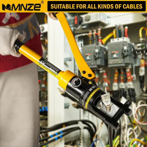 Vista 6 de Alicates de crimpado hidráulico de 16 toneladas de 6 AWG a 600 MCM Kit de herramientas de prensado hidráulico de mano con terminal de cable