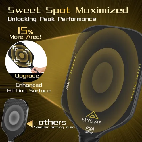Vista 3 de Paleta de pickleball Fanovae, superficie de fibra de carbono T700 en bruto, pala de pickleball de fibra de carbono en bruto, CFS, diseñada