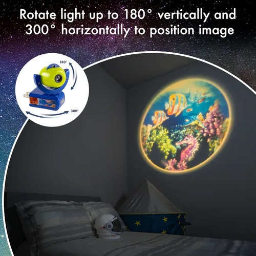 Vista 2 de Projectables Luz nocturna enchufable LED de seis imágenes, detección de luz, encendido/apagado automático, proyecta sistema solar, tierra, luna