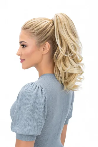 Vista 20 de PRETTYSHOP - Extensión de cabello rizado voluminoso, cola de caballo de 14 pulgadas con clip, resistente al calor
