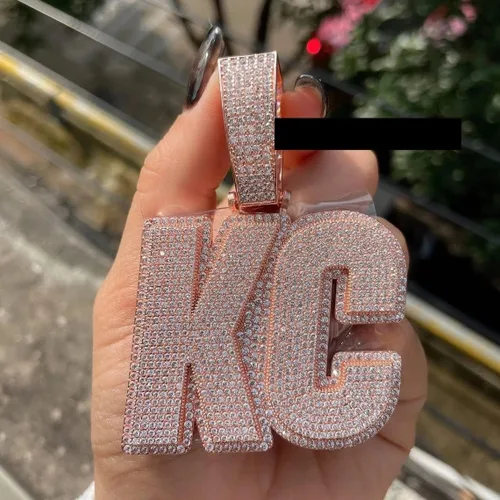 Vista 2 de Ssjewel - Colgante de letra inicial de diamantes de hip hop, con nombre de hombre, con nombre, logotipo, carácter, acabado de oro de 14 quilates