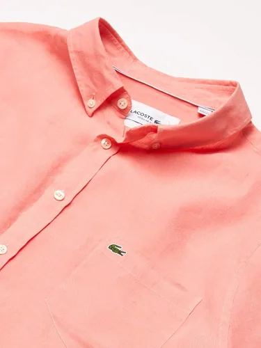 Vista 2 de Lacoste Camisa de manga larga con botones de lino y ajuste regular para hombre