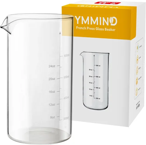 Vista 8 de YMMIND Vaso de vidrio de repuesto para prensa francesa de 34 onzas, diseño universal estándar, se adapta a la mayoría de las marcas de cafeteras