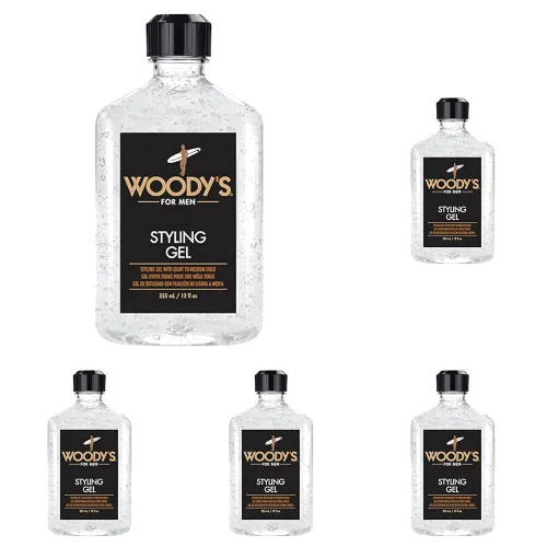 Vista 8 de Woody's Gel de peinado para hombres, gel para el cabello sin alcohol con sujeción ligera a media, sin crujido, acabado táctil, 12 onzas líquidas