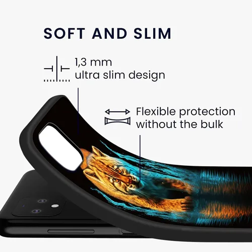 Vista 3 de Funda protectora para Pixel 4 XL, funda protectora de silicona antiarañazos de TPU premium para Google Pixel 4 XL, leopardo en el agua