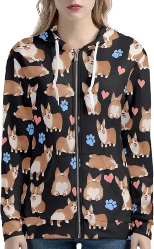 Vista 3 de Showudesigns XS-5XL Sudadera con capucha con cremallera para mujer
