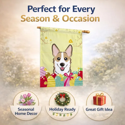 Vista 646 de Caroline's Treasures BB1923GF Bandera decorativa para jardín con diseño de Border Collie, para caza de huevos de Pascua, para jardín, jardín, patio