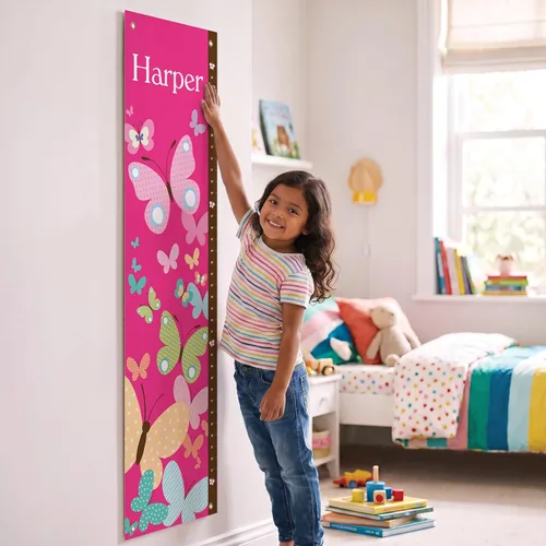 Vista 2 de Tabla de crecimiento personalizada para niños, mariposas - I See Me!
