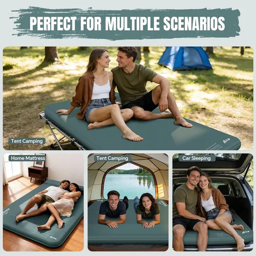 Vista 6 de EUHAMS Almohadilla de dormir doble autoinflable para acampar con espuma