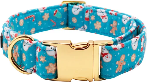 Vista 13 de Collar para perro Lionet Paws Boy, cómodo, ajustable, lindo collar a cuadros azules con hebilla de metal para cachorros machos y gatos, XS, cuello