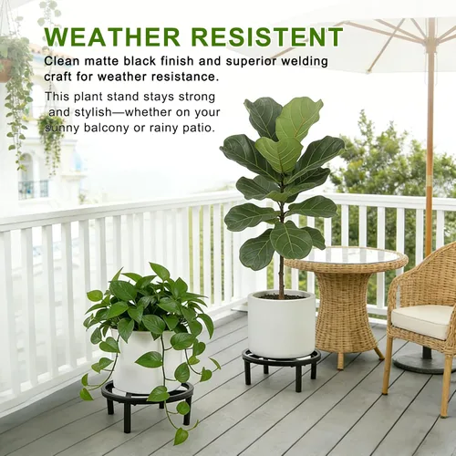Vista 5 de Soporte de metal para plantas para interiores y exteriores, elevador de plantas resistente, soporte resistente para macetas bajo, soportes