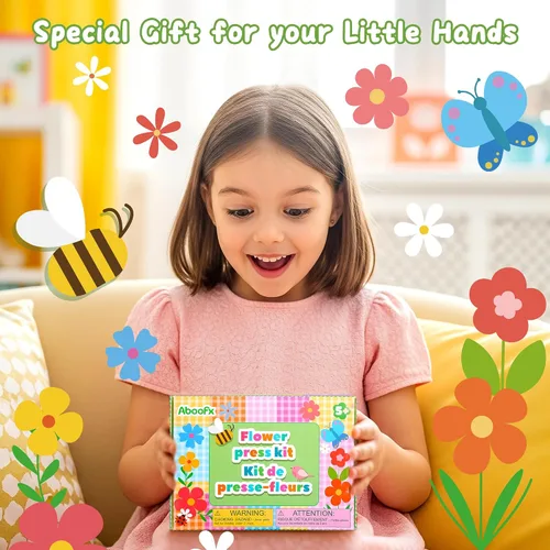 Vista 3 de Aboofx Creativity - Kit de arte de flores prensadas para niños, kit de prensa de flores pequeñas para manualidades de flores prensadas y prensado