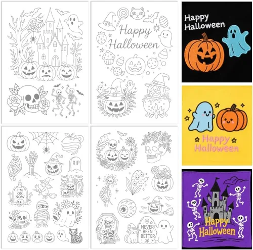 Vista 10 de ORIGACH 4 Hojas Grandes de Estabilizadores de Bordado Solubles en Agua de Otoño, Papel de Bordado de Hojas de Calabaza y Setas para Costura a Mano