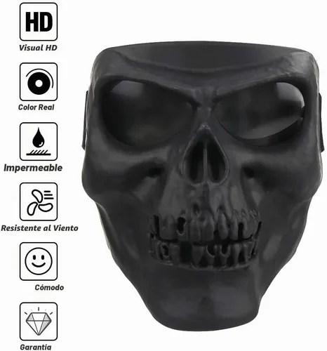 Vista 2 de Máscara de calavera espeluznante con lente polarizada para Airsoft, Paintball, Motor Racing