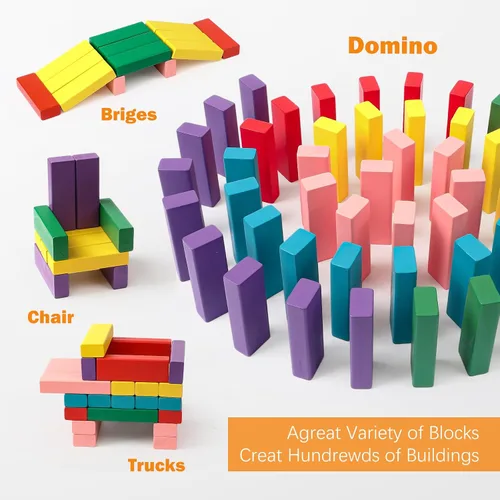 Vista 4 de Juego de mesa de bloques de madera para niños, 48 piezas
