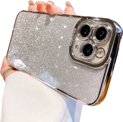 Vista 24 de Funda compatible con iPhone 11 Pro con purpurina, de lujo, linda, flexible, cubierta chapada, protección de cámara, a prueba de golpes, funda