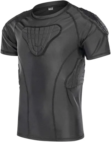 Vista 2 de Padded Shirt Youth Boys Padded Compression Sports Protective T-Shirt Rib Chest Protector Extreme Exercise