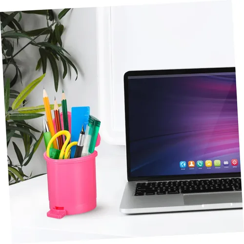 Vista 4 de Healeved Bote de basura de fresa, mini bote de basura para escritorio, baño, pequeño, para escritorio, automóvil, oficina, cocina, pequeño basurero