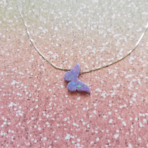 Vista 9 de AVNIS Collar de mariposa de ópalo, regalo para mujeres, niñas, adolescentes, joyería de ópalo sintético delicado de plata esterlina 925, cadena