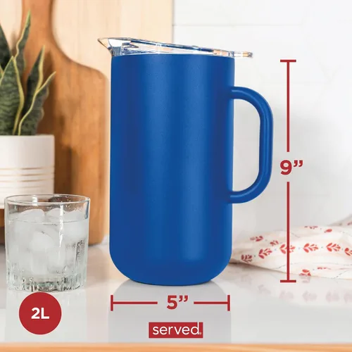 Vista 6 de Jarra Premium Aislada de Served (0.87 cuartos de galón/66oz) - Jarra de Acero Inoxidable con Pared Doble, Forrada en Cobre con Tapa - Jarra Térmica