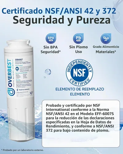Vista 2 de Overbest UKF8001 Reemplazo para cada filtro de refrigerador Drop 4, paquete de 3