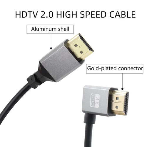 Vista 2 de 90 grados de ángulo izquierdo UHD 4K HDTV macho a HDTV macho 18Gbps HDTVs2.0 cable extensor en espiral soporta 4K @60Hz, 1080p, ARC, 3D, para DVR