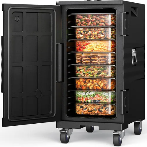 Vista 10 de NEEDONE Calentador de alimentos, 81 cuartos de galón LLDPE aislado para alimentos calientes/fríos, con doble hebillas, ruedas bloqueables, asas