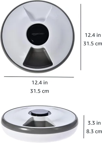 Vista 6 de Amazon Basics Comedero automático para mascotas con paquete de refrigeración, 12.4 x 12.4 x 3.3 in, color blanco