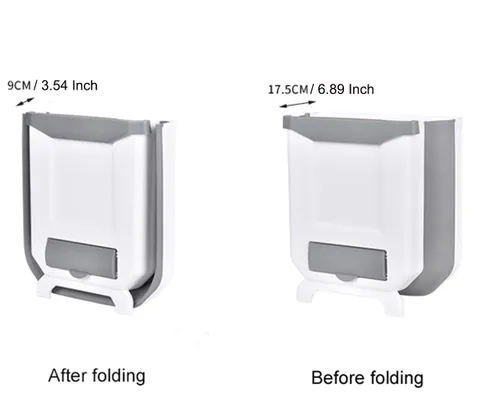 Vista 6 de BWGHBH Papelera colgante para puerta de armario de cocina, cubo de basura plegable para cocina, dormitorio, baño y automóvil (2.1 galones, caqui)
