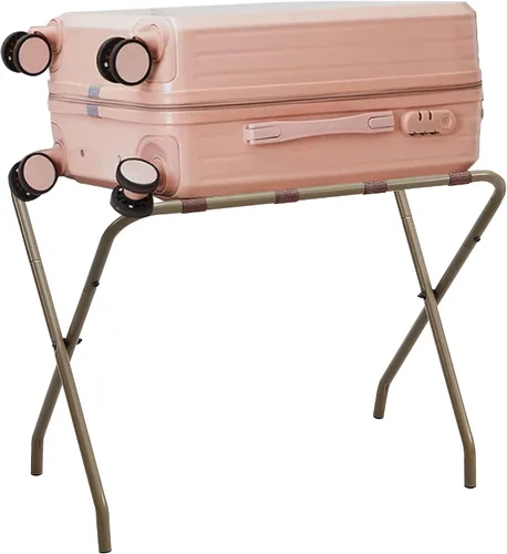 Vista 3 de KB Designs - Soporte de maleta plegable de metal con acabado dorado para habitación de invitados, hotel, dormitorio Oro