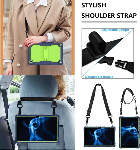 Vista 2 de Para Onn 10.4 Tablet Pro 2023 Modelo: 100110603 Funda protectora híbrida de alta resistencia con correa para el hombro para Walmart Onn 10.4 Tablet