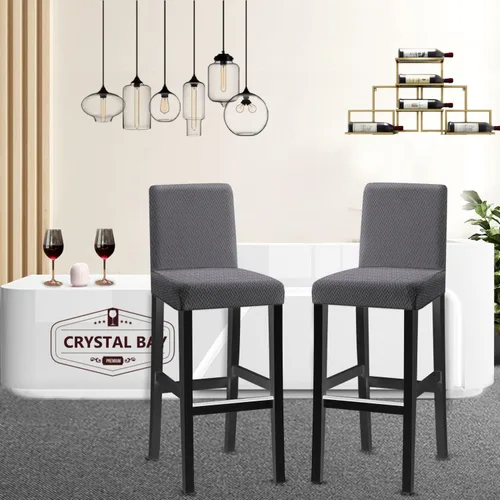 Vista 2 de Fundas para silla de bar de jacquard con respaldo, funda extraíble y lavable para silla de comedor giratoria corta, silla de comedor, silla de bar