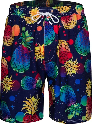 Vista 4 de fohemr Mens Hawaiian Shirt and Short Beach Set Match Tropical PineappleFlamingo Pattern Outfits Short Sleeve Short 2 PC