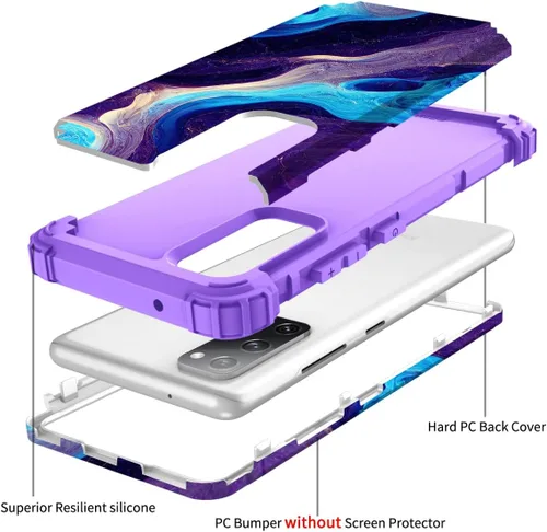 Vista 5 de Hocase Funda para Galaxy S20 FE 5G, Protección resistente a prueba de golpes, goma de silicona suave + parachoques de plástico duro, funda